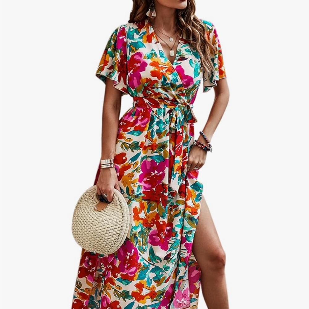 Qty4 Flutter Sleeve Wrap Maxi Dresses BUNDLE